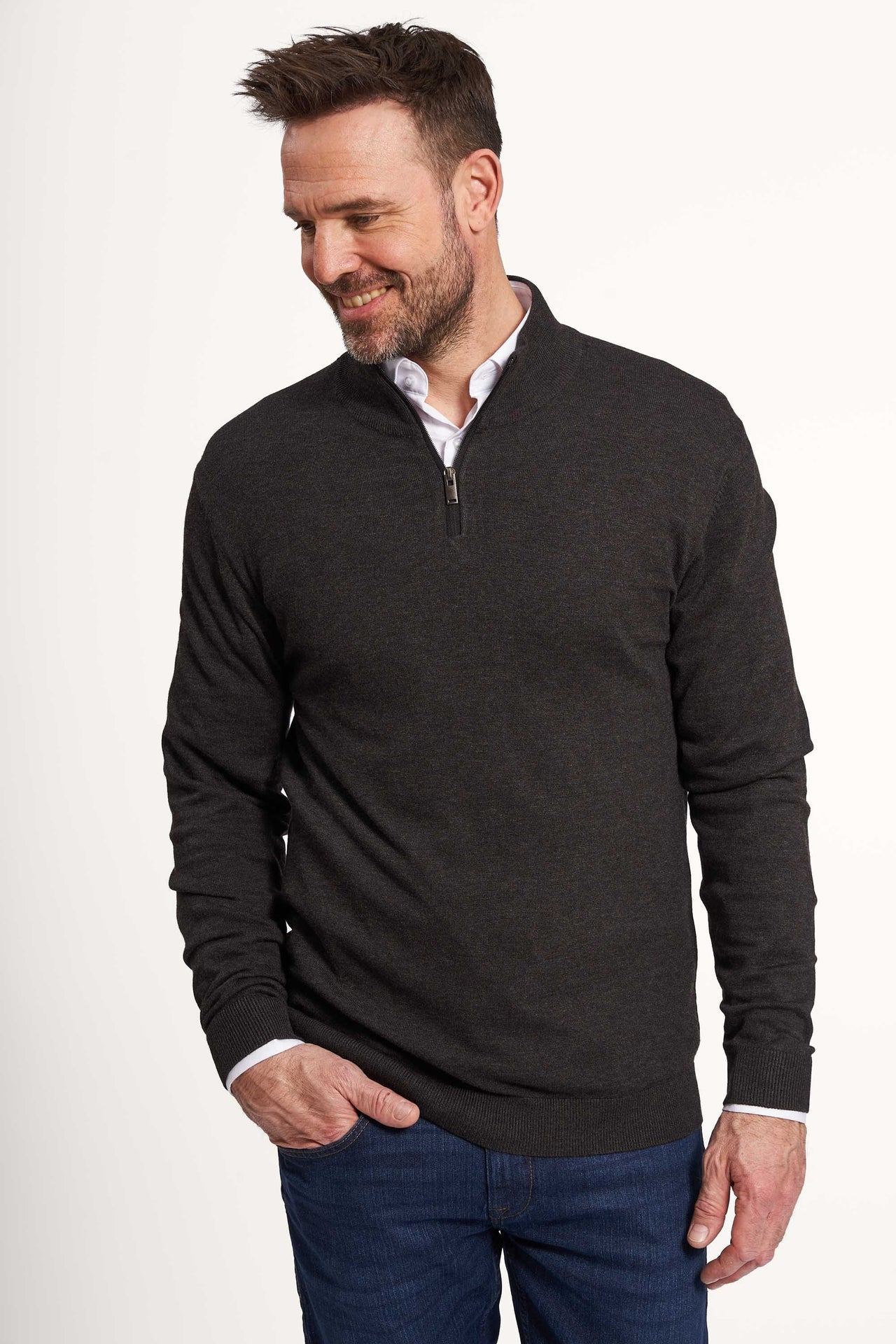 Halfzip Strik 'Gistrup' - Dark Grey Melange