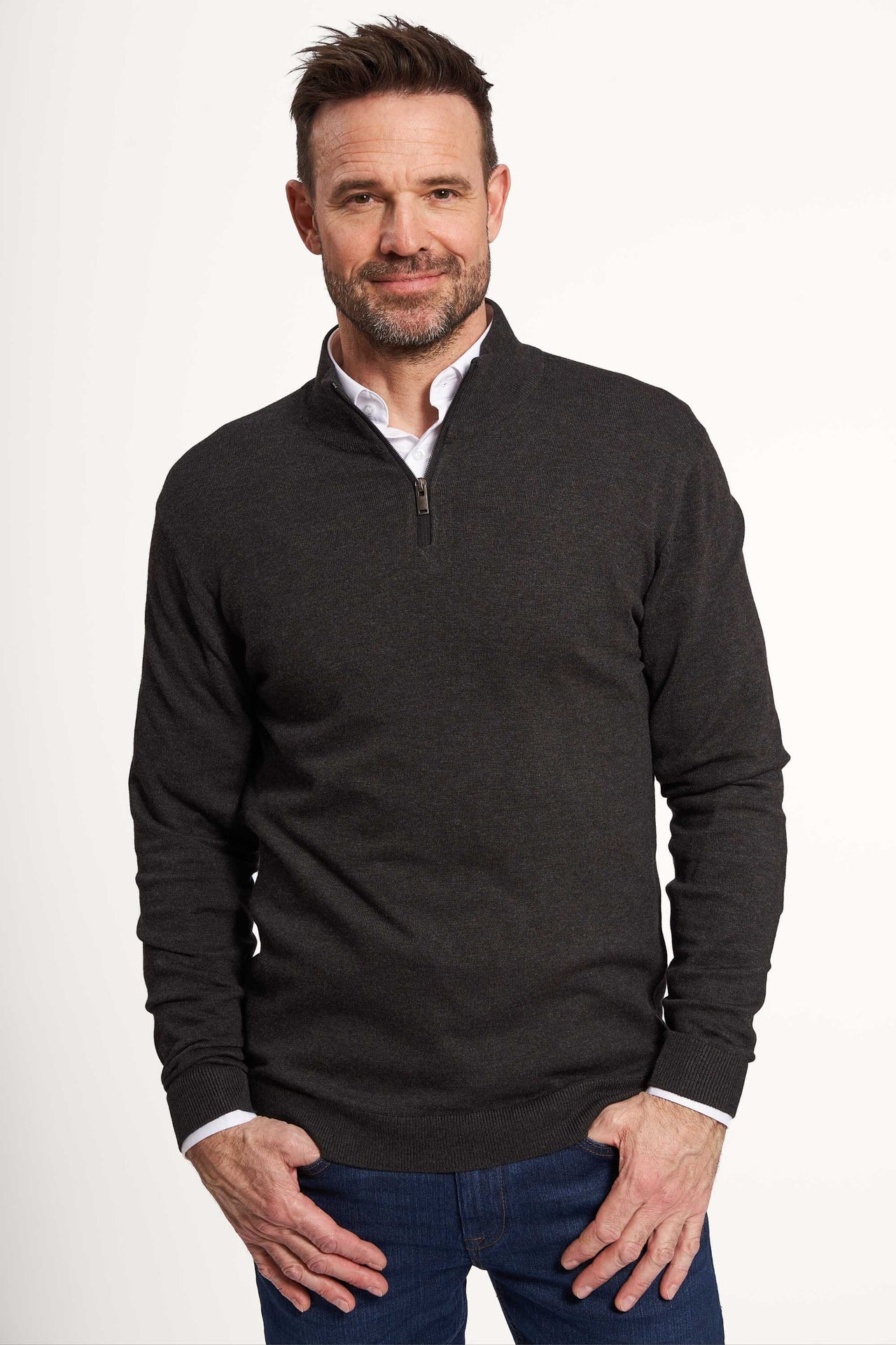 Halfzip Strik 'Gistrup' - Dark Grey Melange