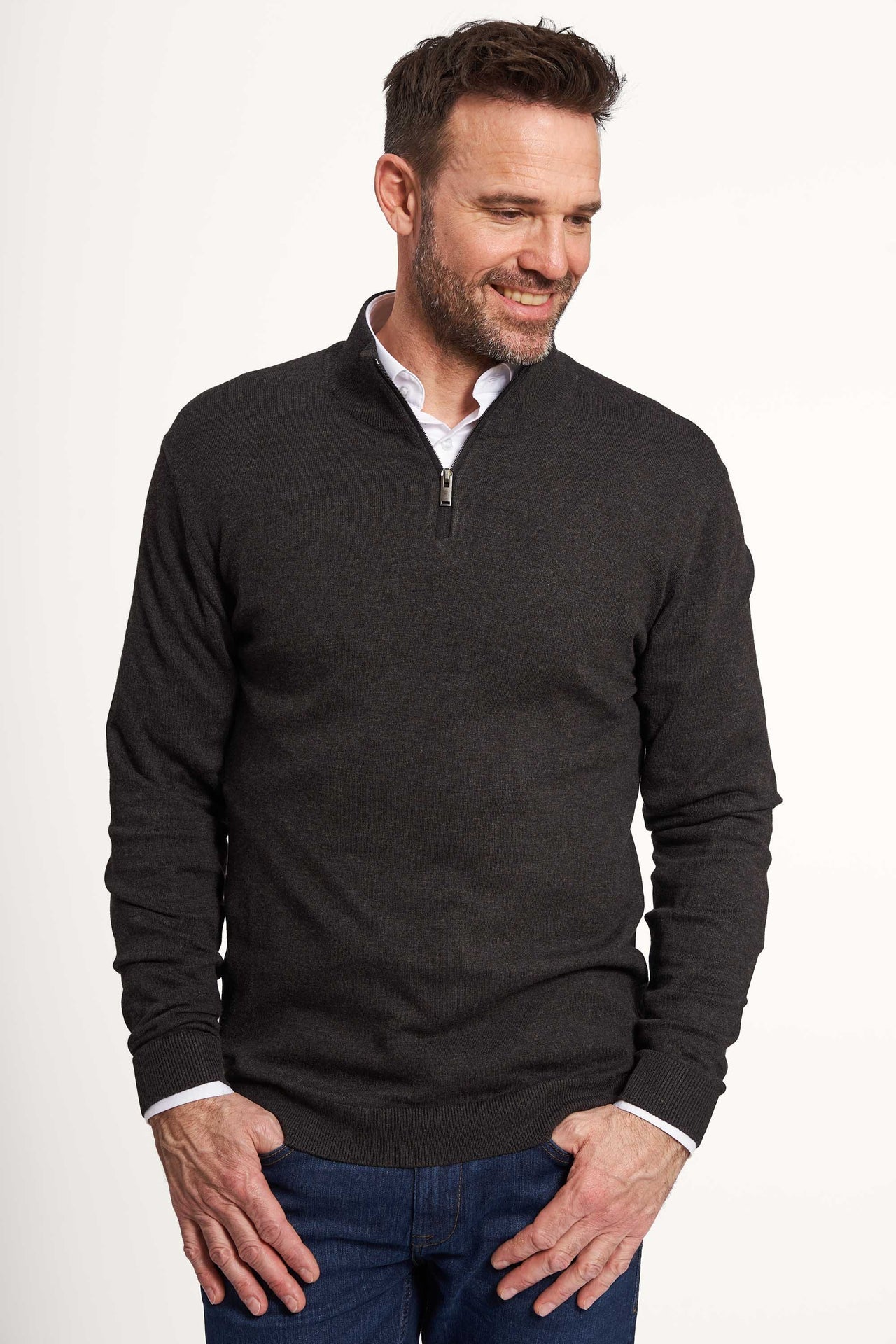 Halfzip Strik 'Gistrup' - Dark Grey Melange