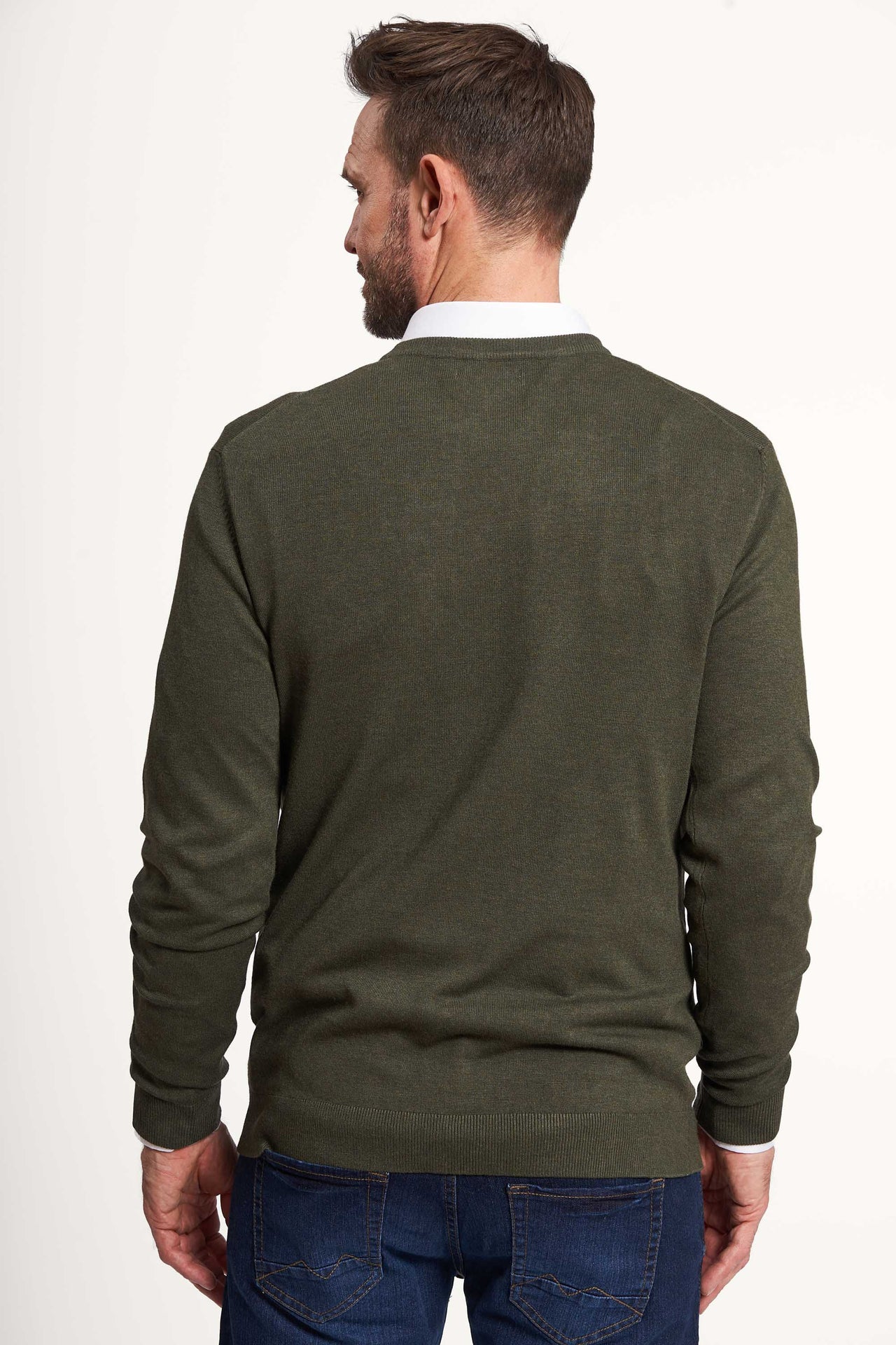 O'Neck Strik 'Greve' - Dark Olive Melange