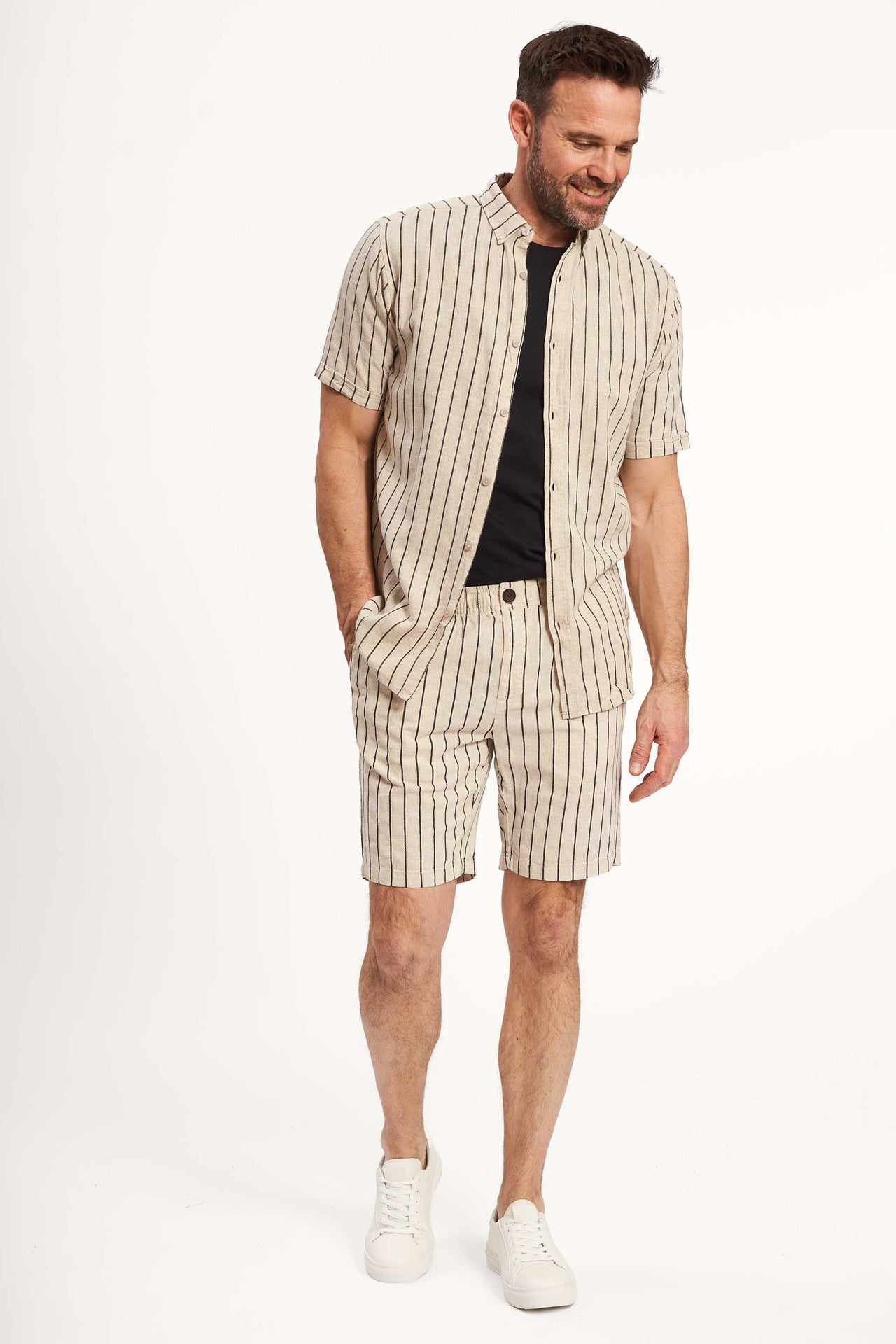 Shorts Hørmix 'Sigurd' - Ecru Stripe