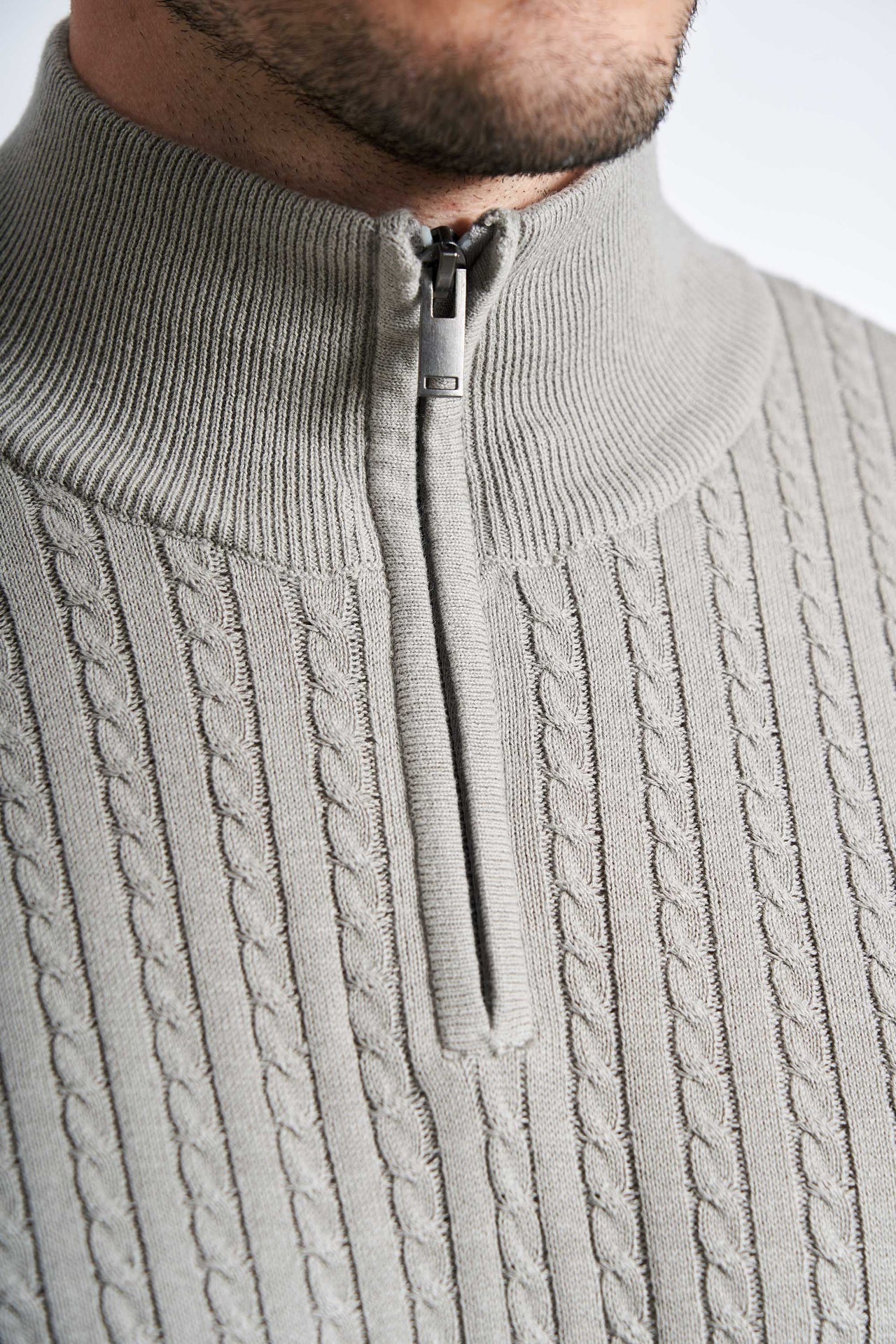 Half Zip Kabelstrik 'Oure' - Grey