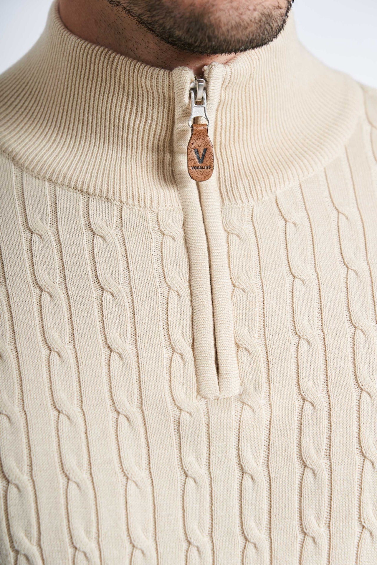 Half Zip Kabelstrik 'Klampenborg' - Whitecap Gray Melange