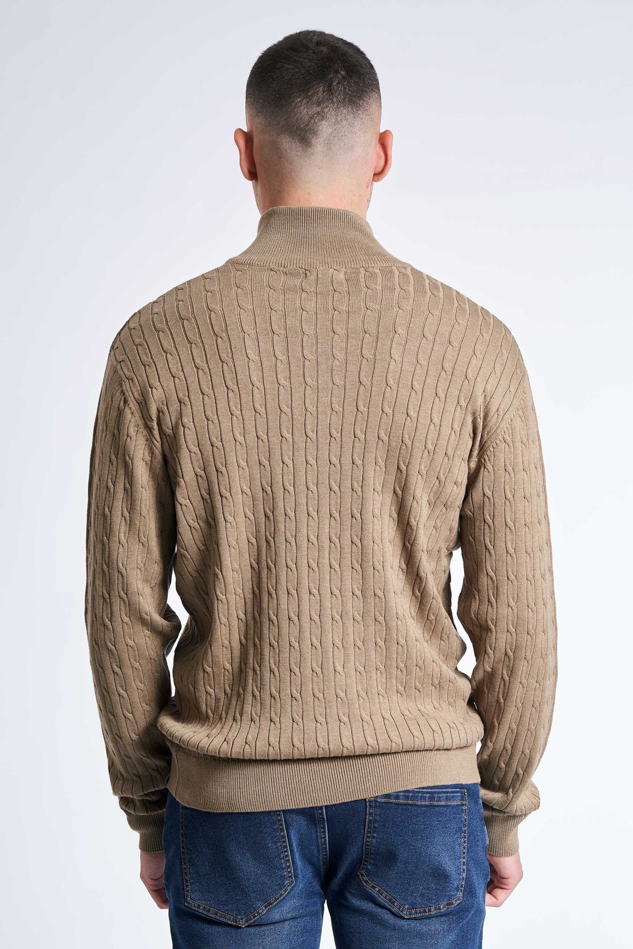 Half Zip Kabelstrik 'Klampenborg' - Dark Sand Melange