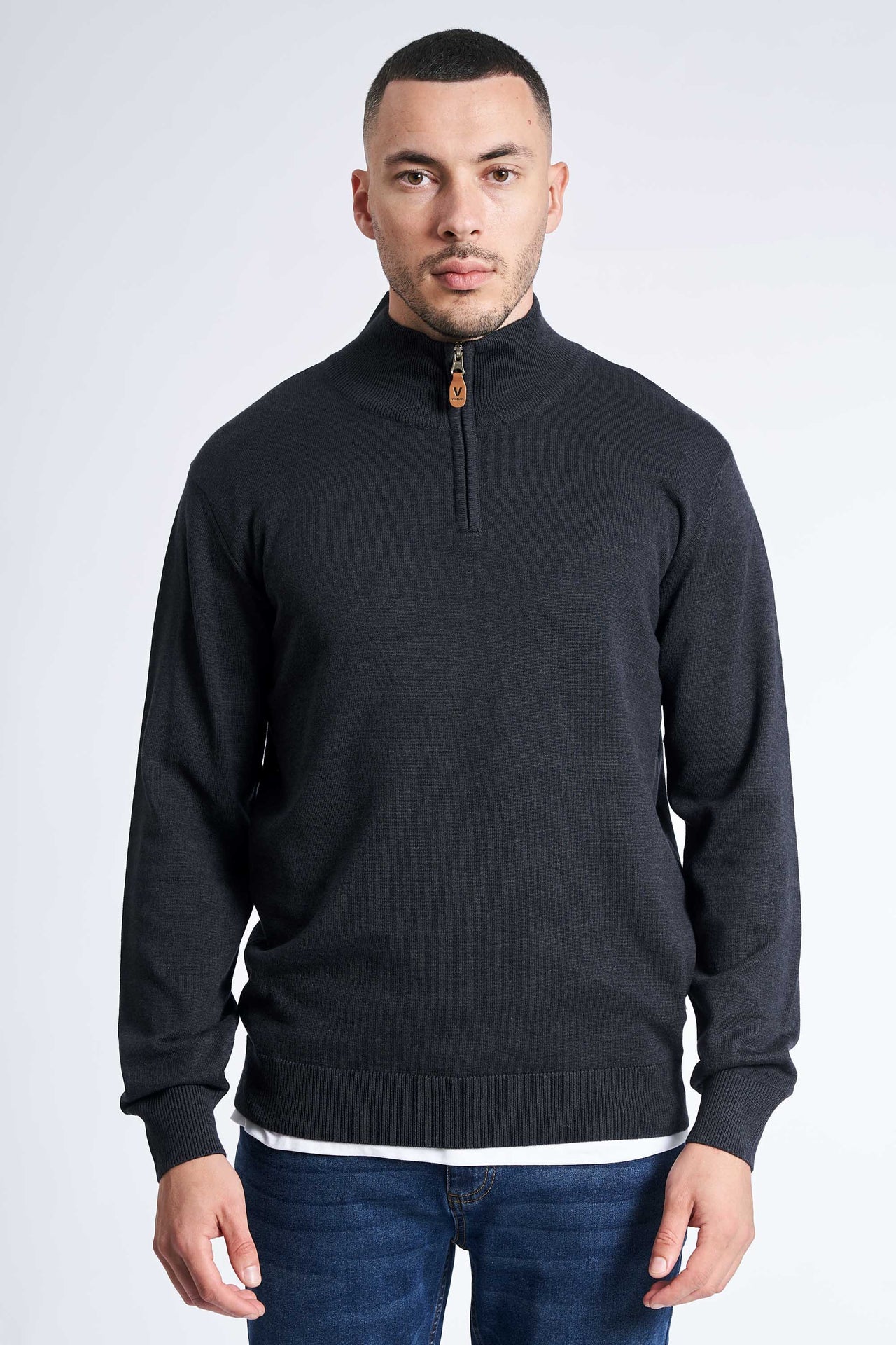 Half Zip Strik 'Klampenborg' - Navy Melange