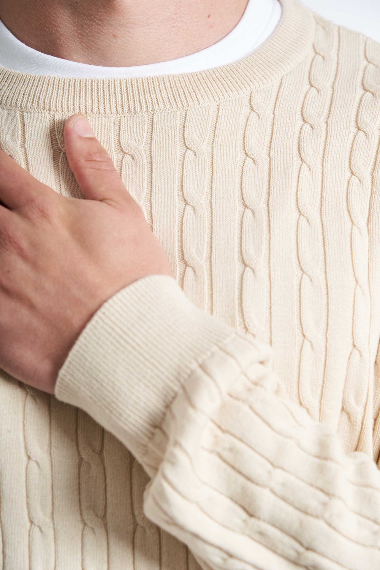 Kabelstrik 'Gentofte' - Whitecap Gray Melange