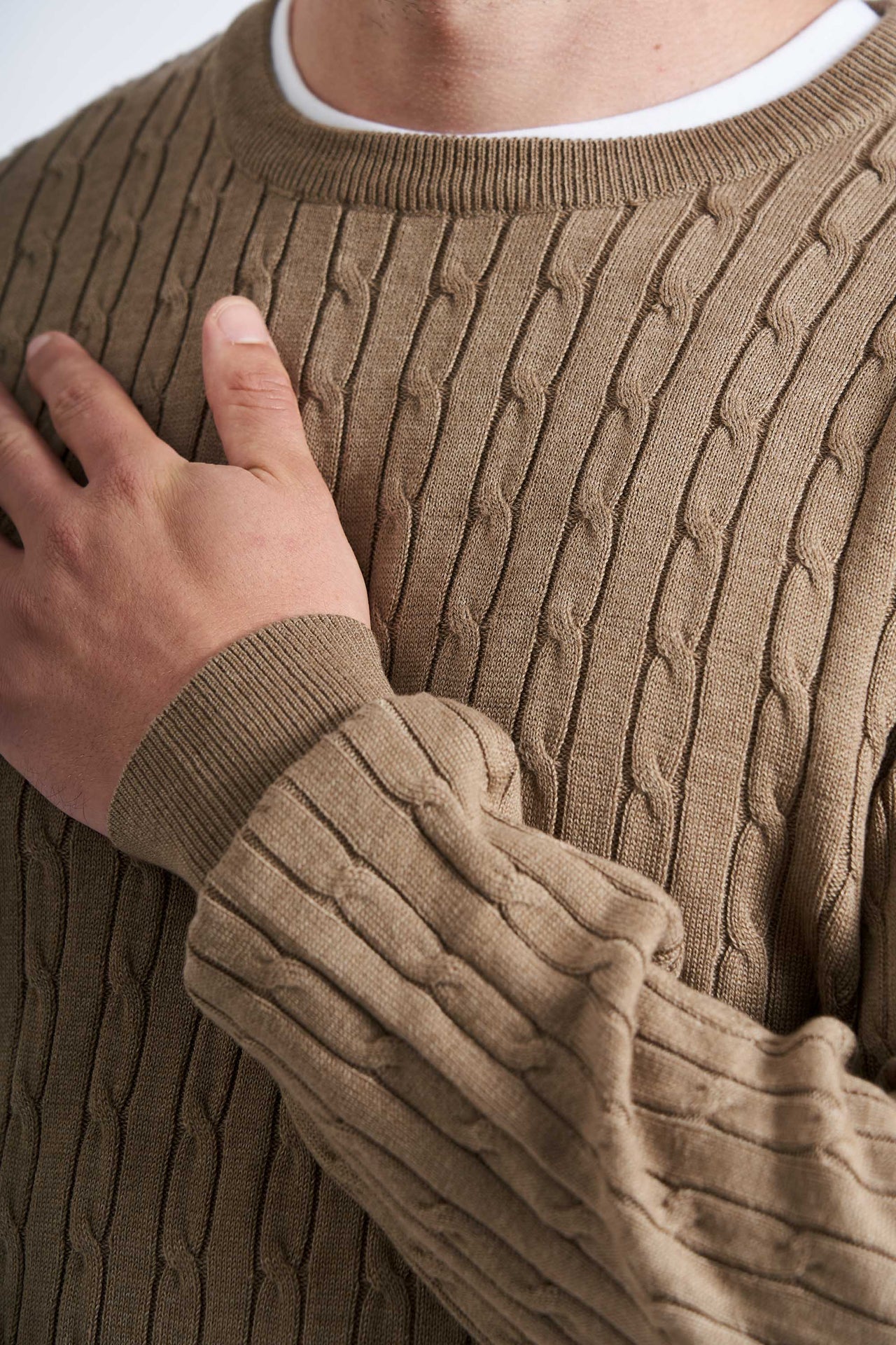 Kabelstrik 'Gentofte' - Dark Sand Melange