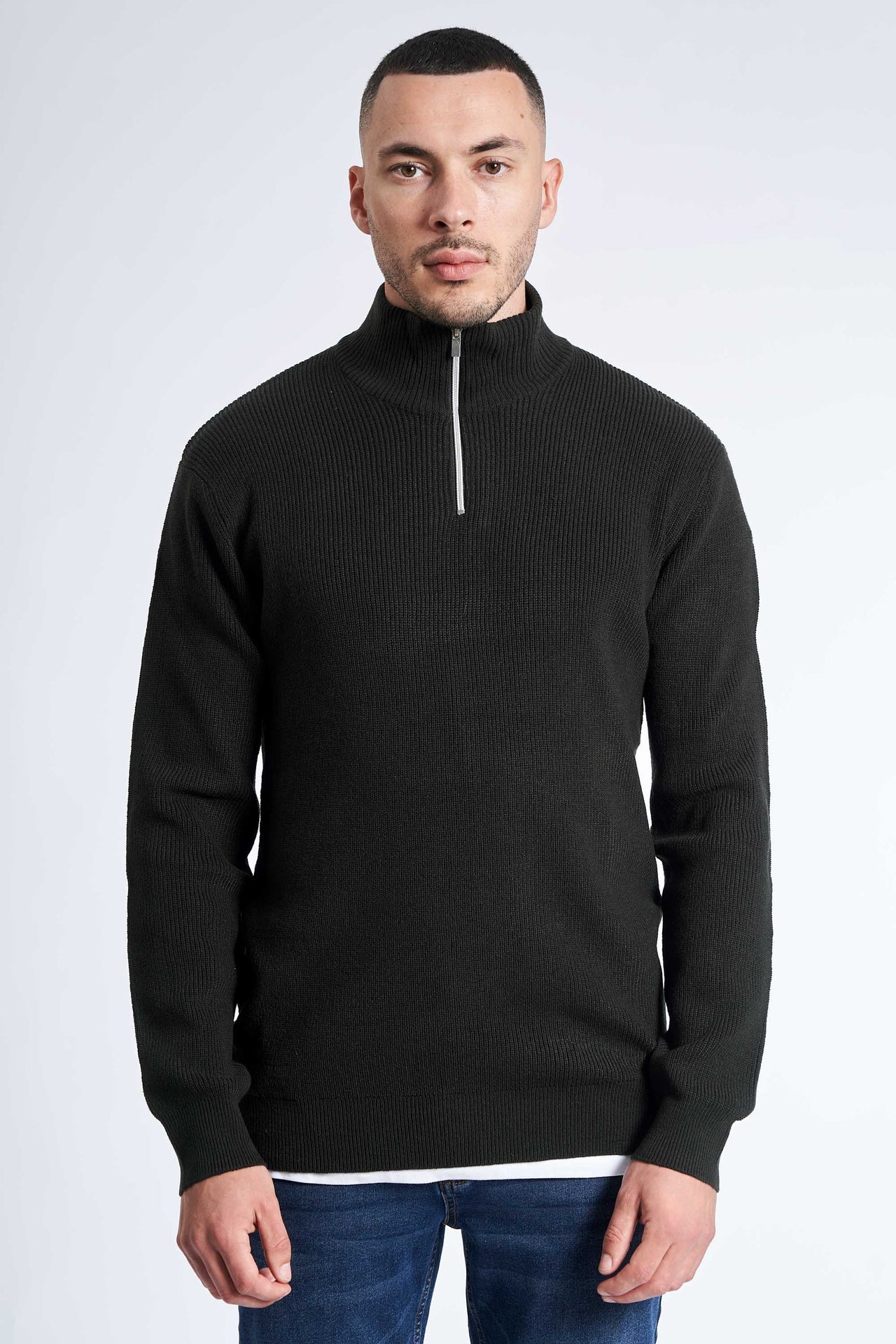 Half Zip Strik 'Hinnerup' - Hunter Green Twist