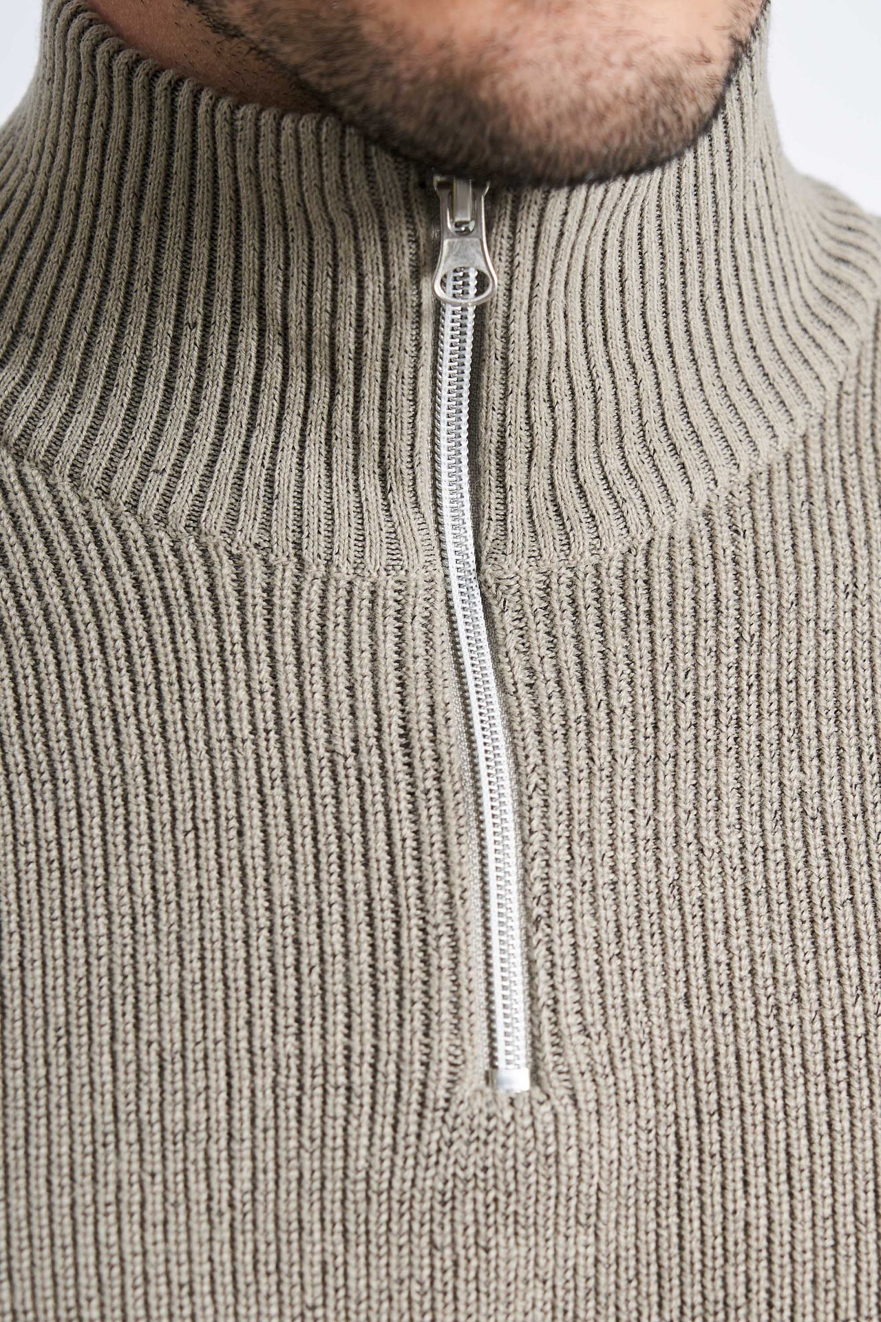 Half Zip Strik 'Hinnerup' - Sand Twist