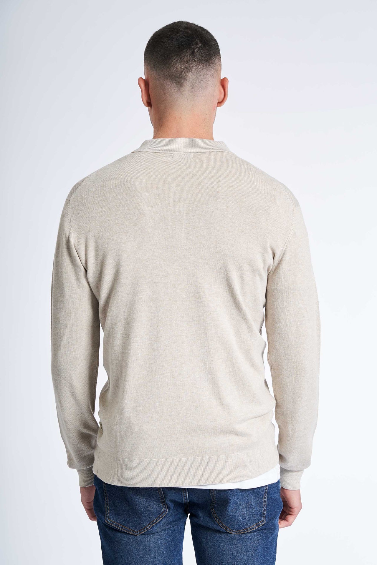 Langærmet Polo 'Tranbjerg' - Sand Melange