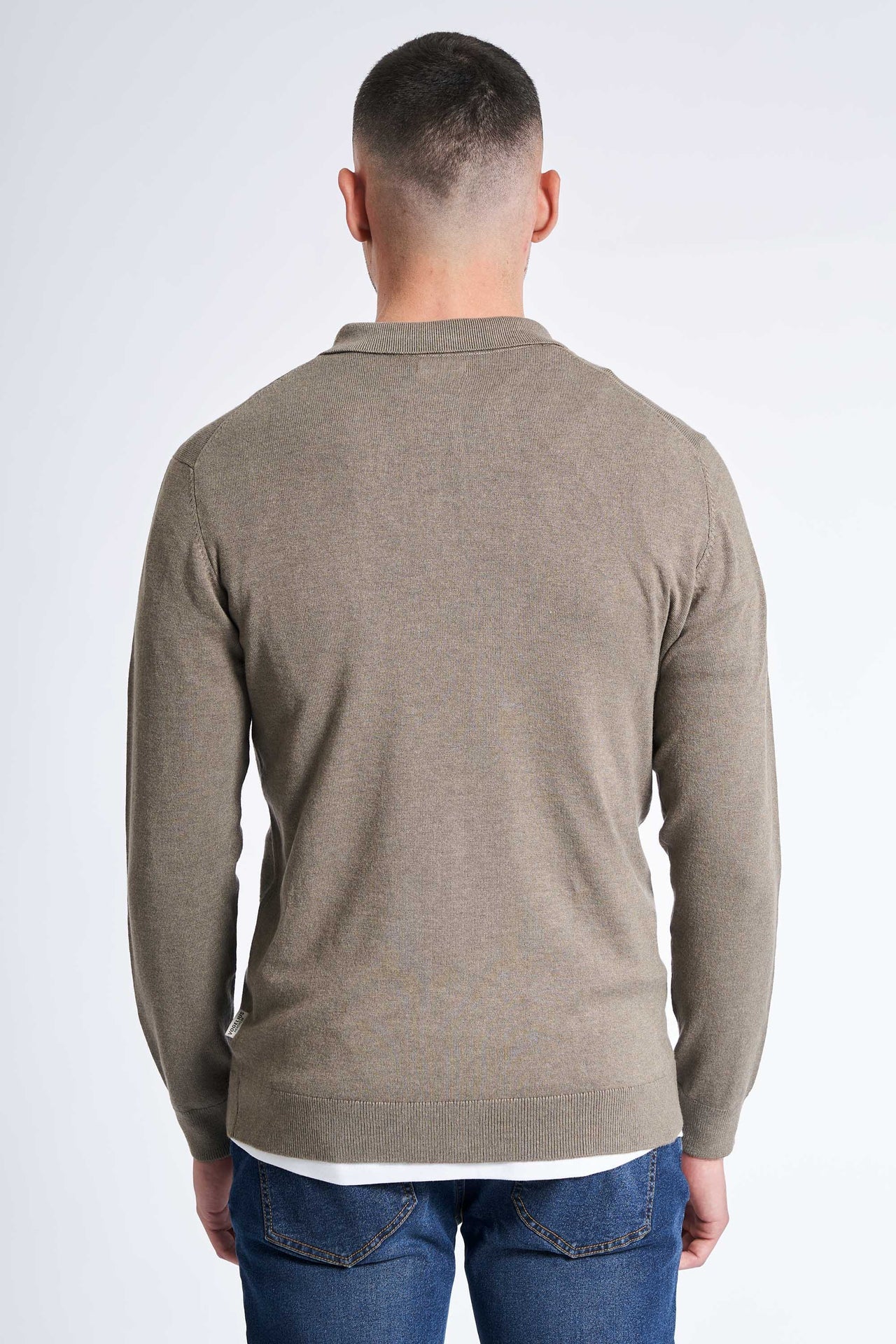 Langærmet Polo 'Tranbjerg' - Dark Sand Melange