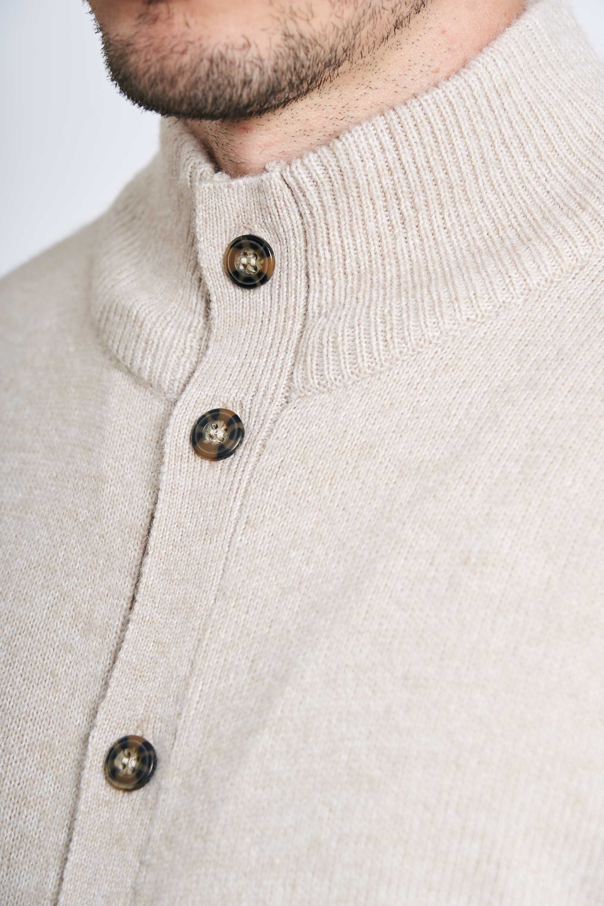 Cardigan m. Uld 'Lemming' - Sand Melange