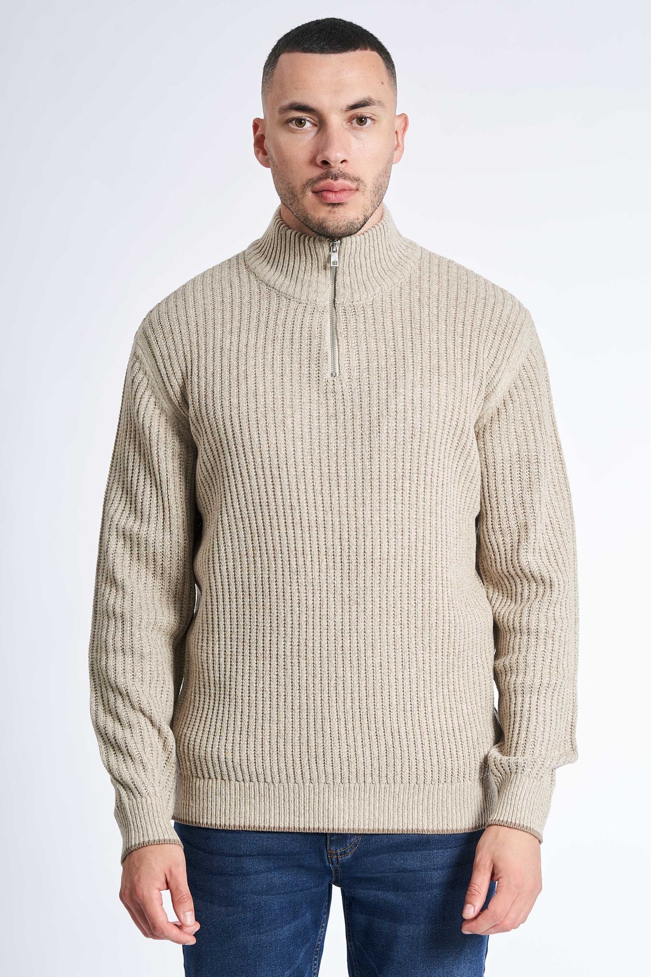Half Zip Strik 'Tureby' - Sand Twist
