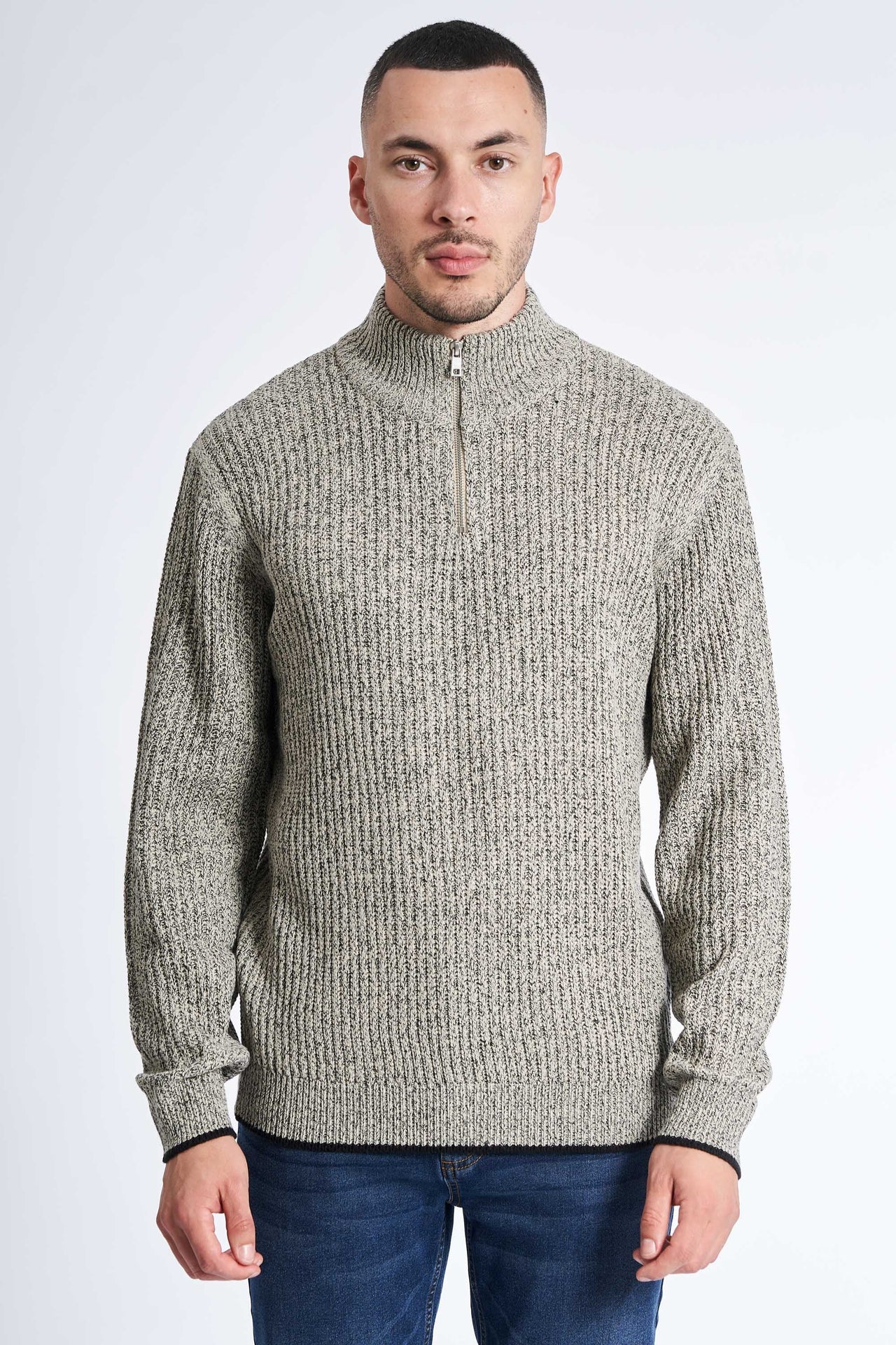 Half Zip Strik 'Tureby' - Grey Twist