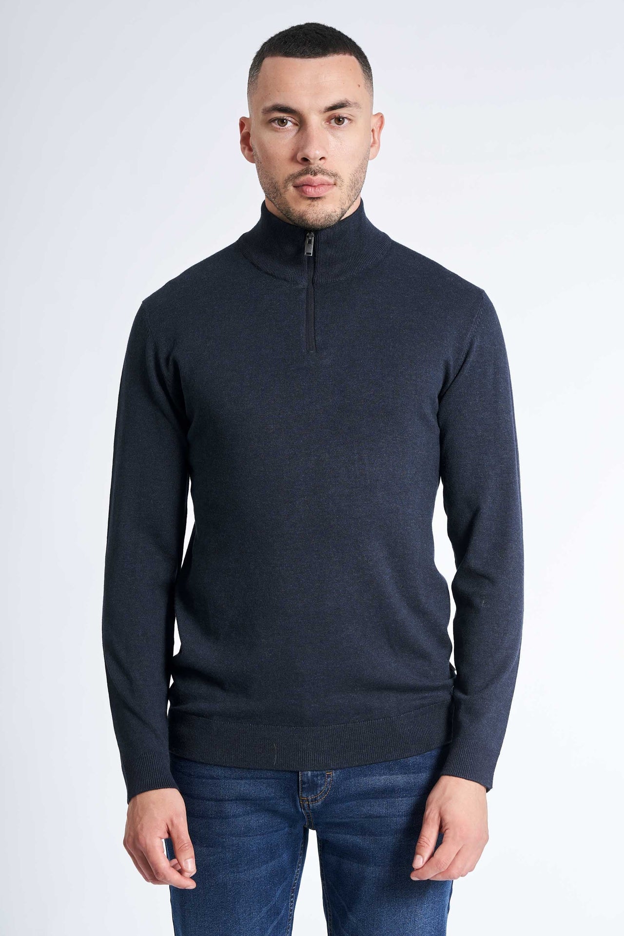 Half Zip Strik 'Toreby' - Navy Melange