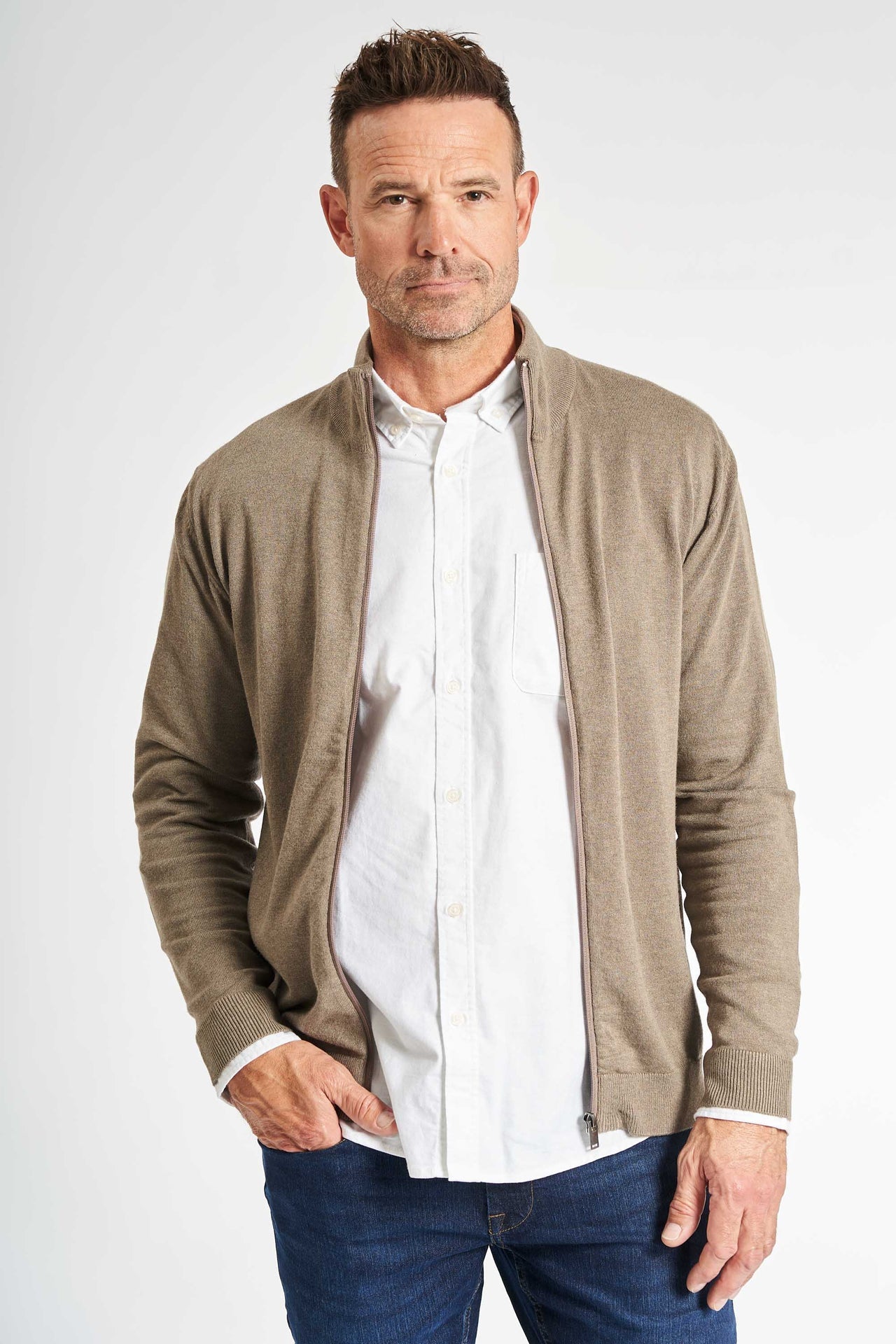 Cardigan Strik 'Gandrup' - Dark Sand Melange