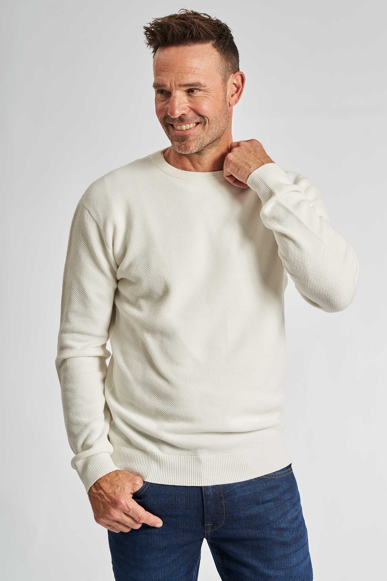 Half Zip Strik 'Kalle' - Off White Waffle