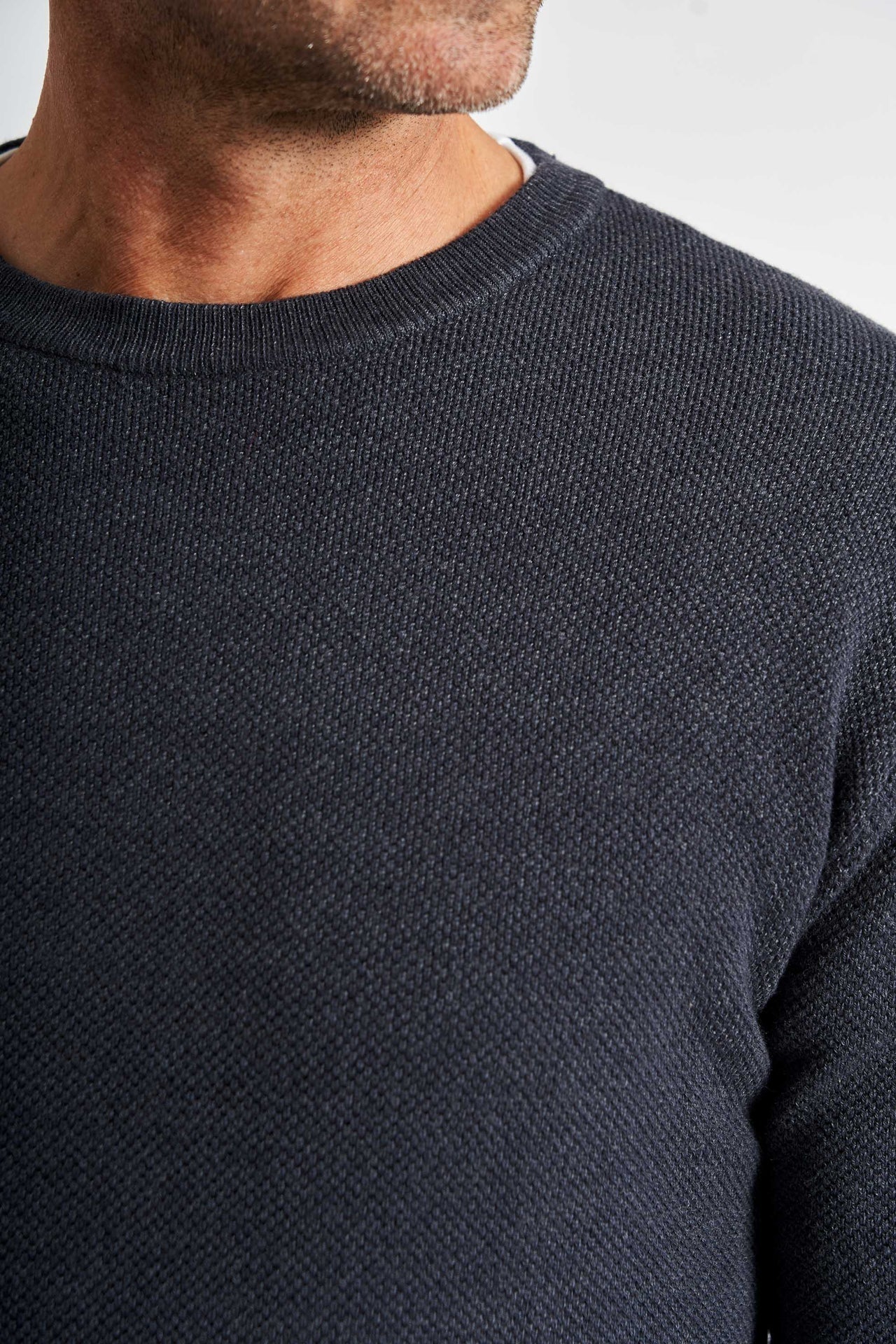 Half Zip Strik 'Kalle' - Medium Blue Waffle