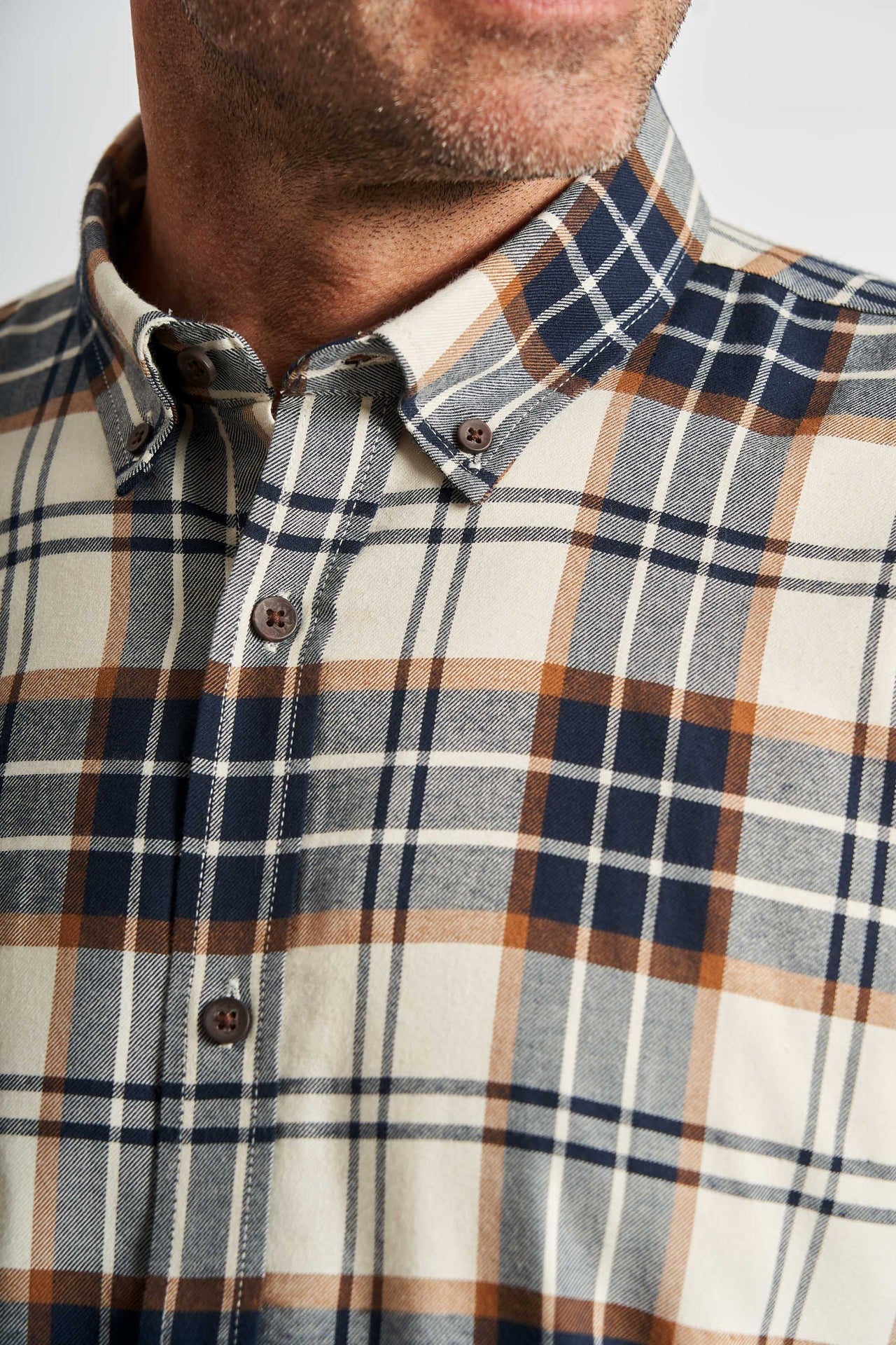 Flannel Skjorte 'Aage' - Off White/Beige