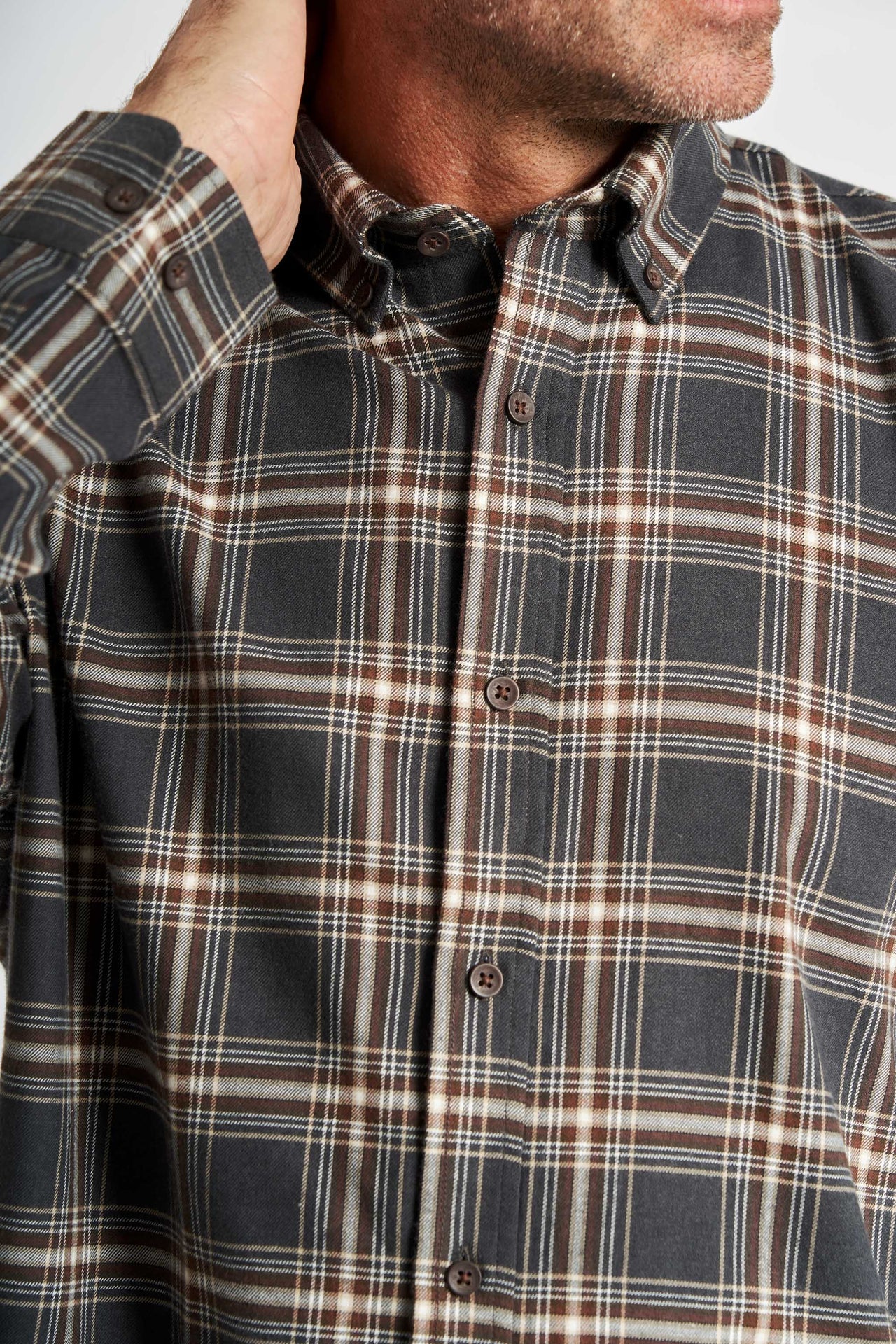 Flannel Skjorte 'Aage' - Dark Grey Check