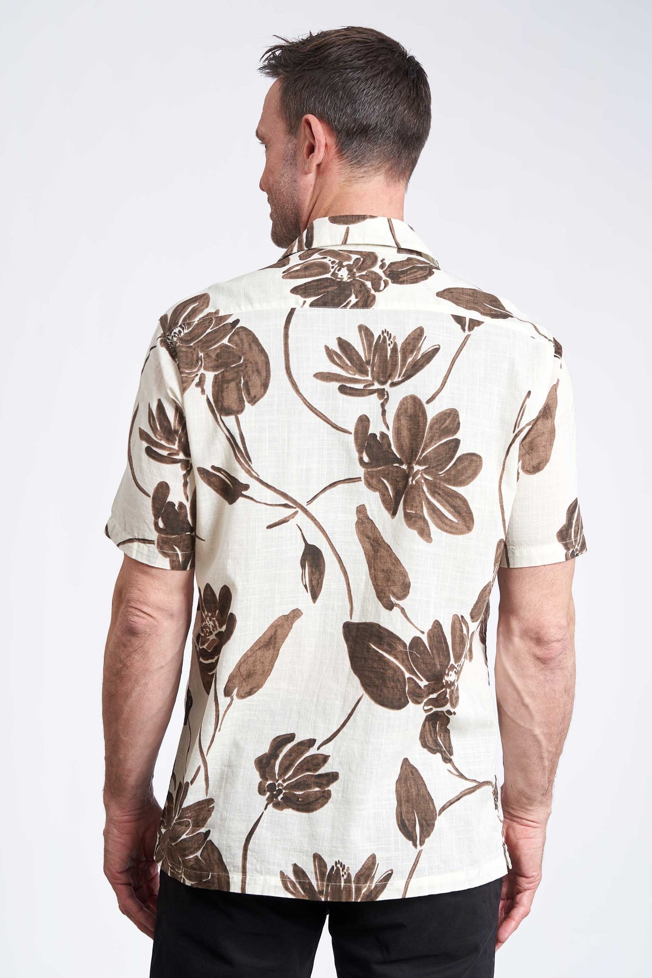 K/æ Skjorte 'Rasmus' - Brown/Off White - AOP