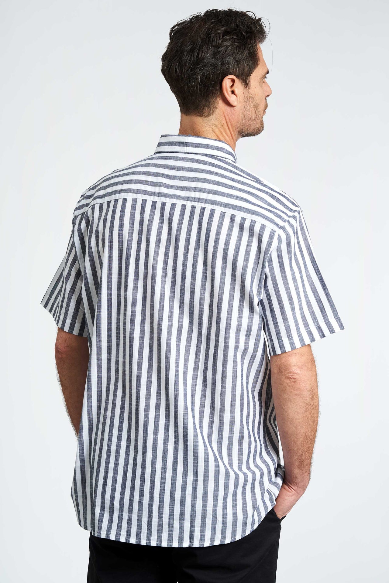 Kortærmede Skjorte 'Vamdrup' - Dark Navy Striped