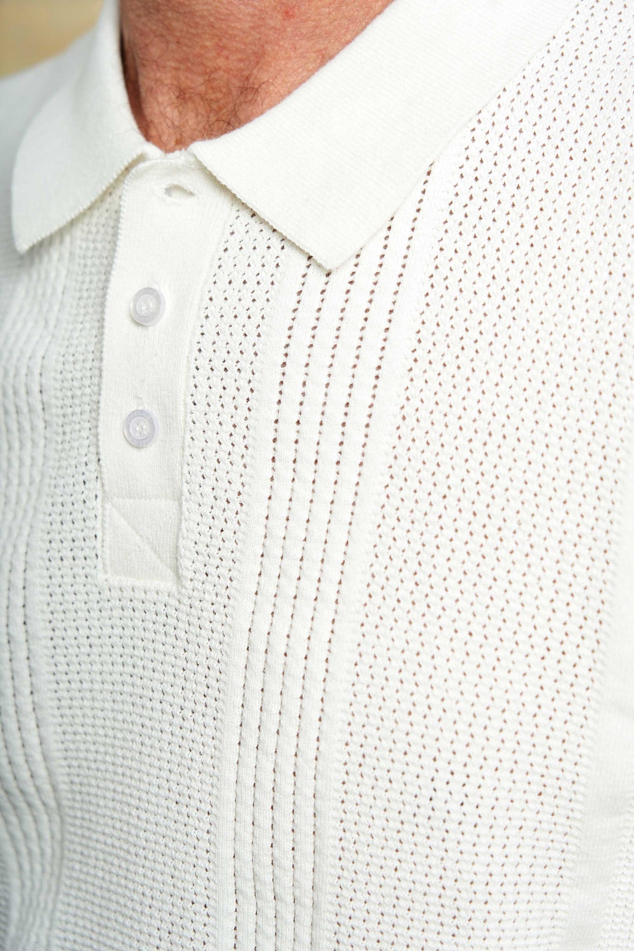 Strikket Polo 'Viuf' - Cloud Dancer
