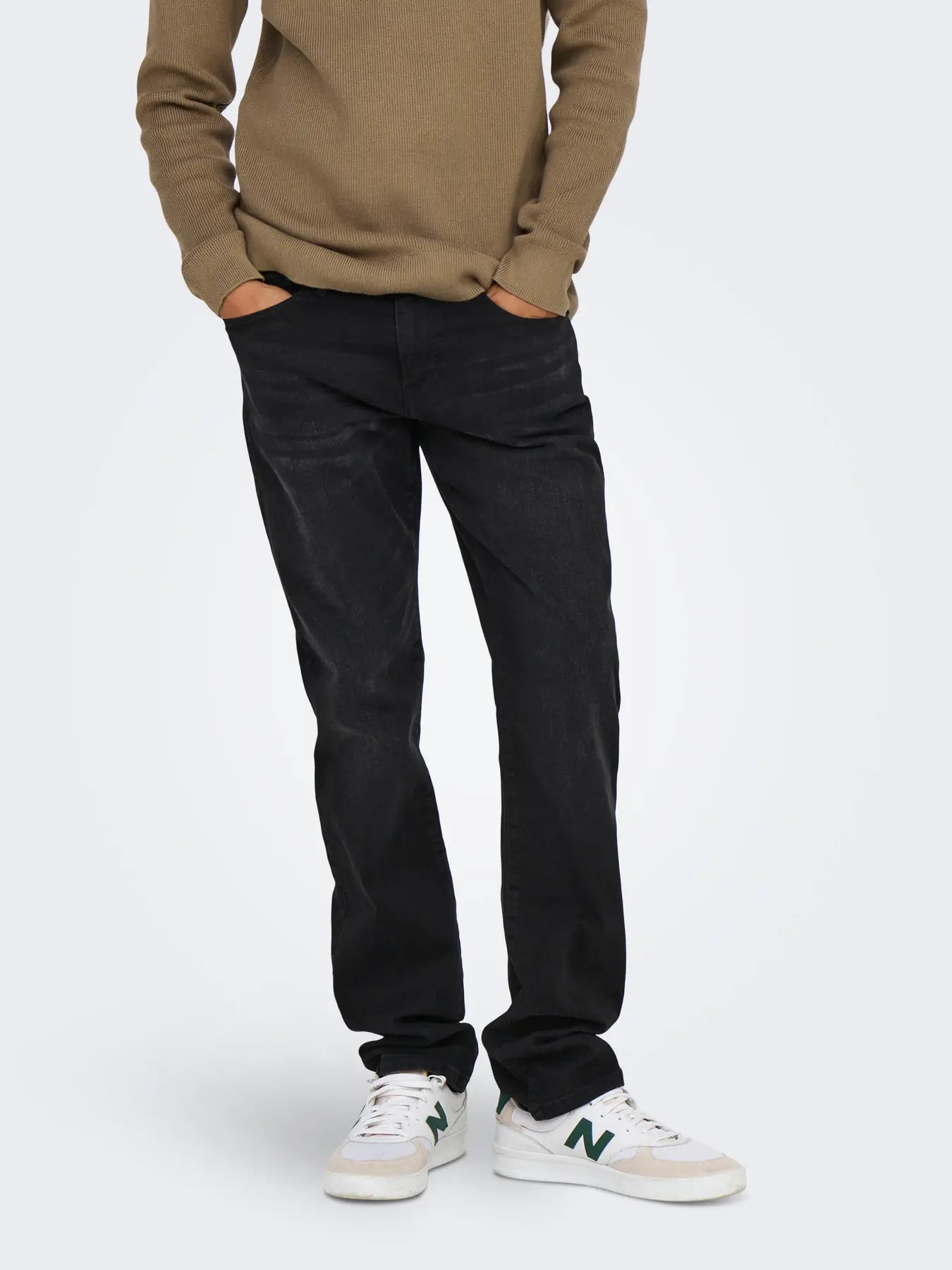 'Onsweft' Mellemhøj talje Slim fit Jeans - Black Denim