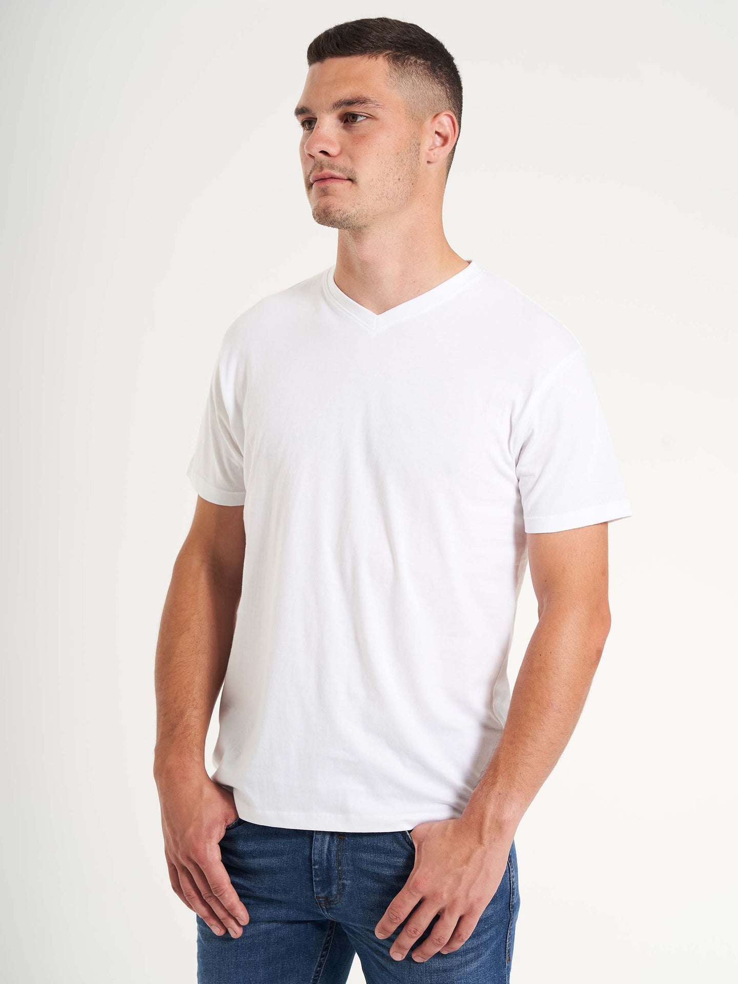 Basic herre t-shirt v-neck v hals udskæring