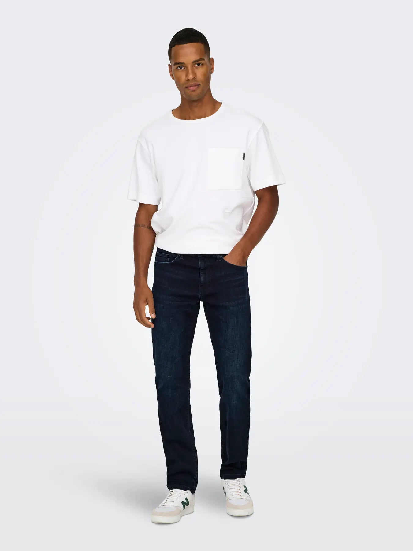 'Onsweft' Mellemhøj talje Regular fit Jeans - Blue Black Denim
