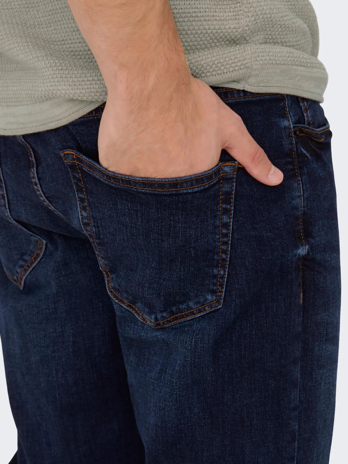 'Onsweft' Mellemhøj talje Regular fit Jeans - Dark Blue Denim