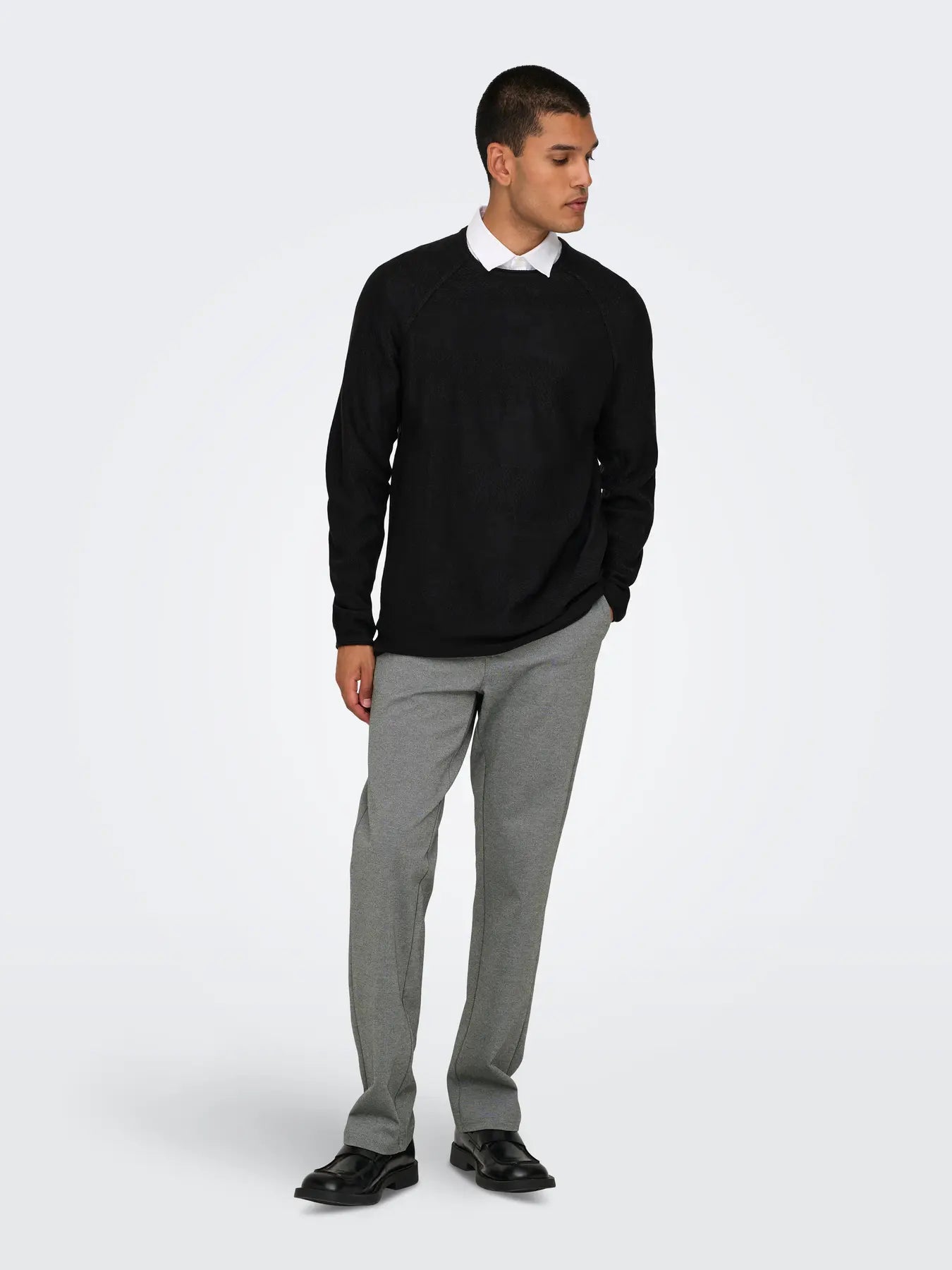'Onsmark' Regular fit Chinobukser - Medium Grey Melange