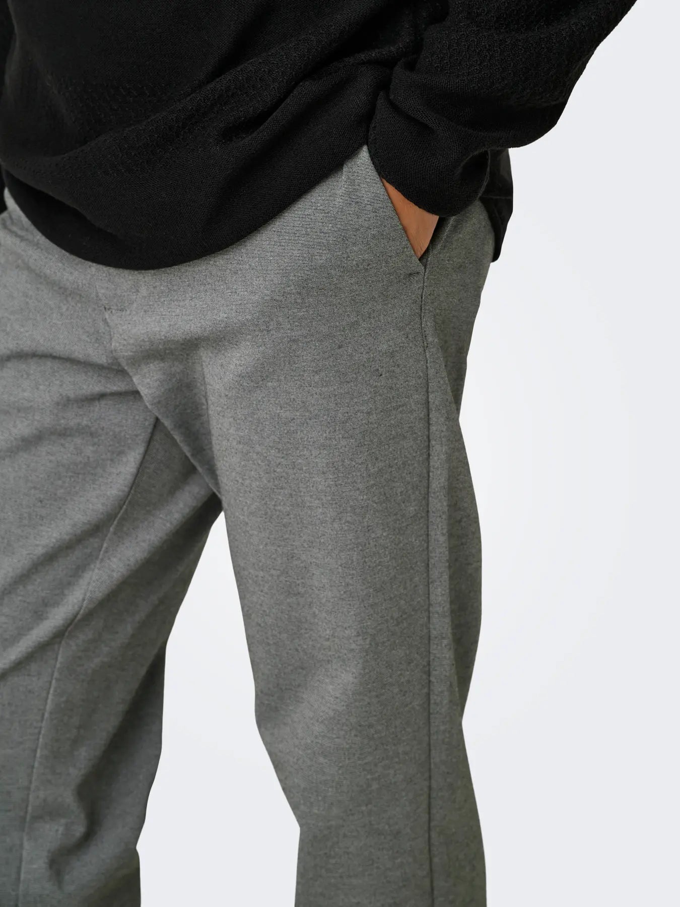 'Onsmark' Regular fit Chinobukser - Medium Grey Melange