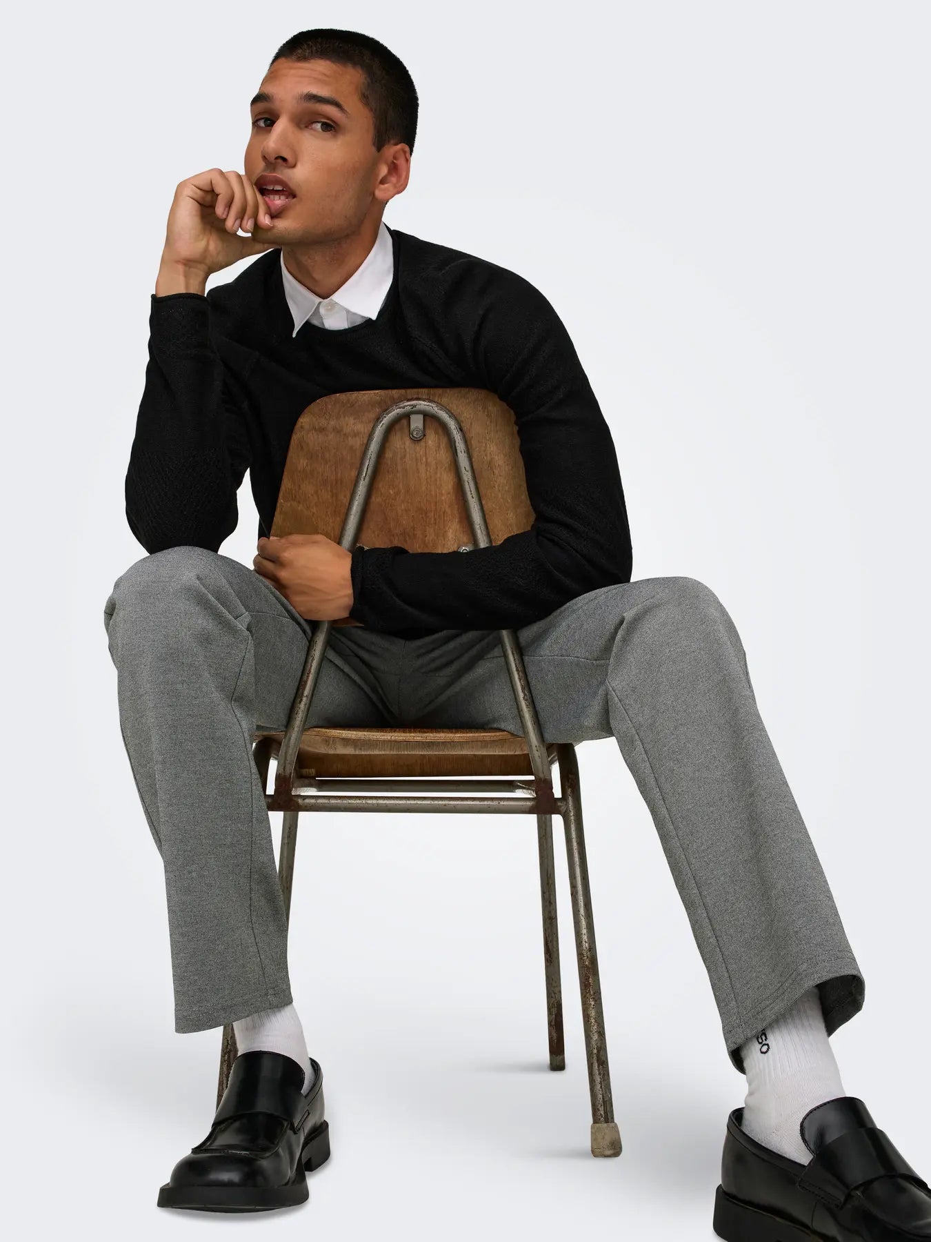 'Onsmark' Regular fit Chinobukser - Medium Grey Melange