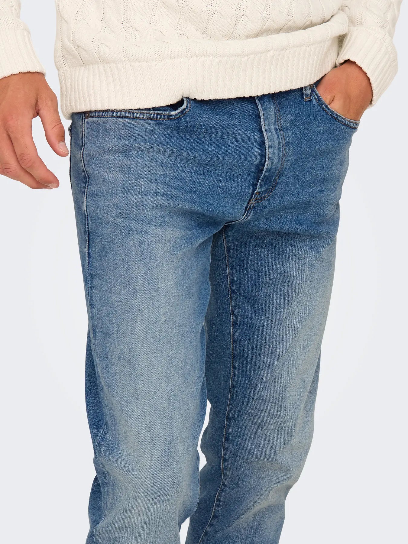 'Onsweft' Mellemhøj talje Regular fit Jeans - Light Medium Blue Denim