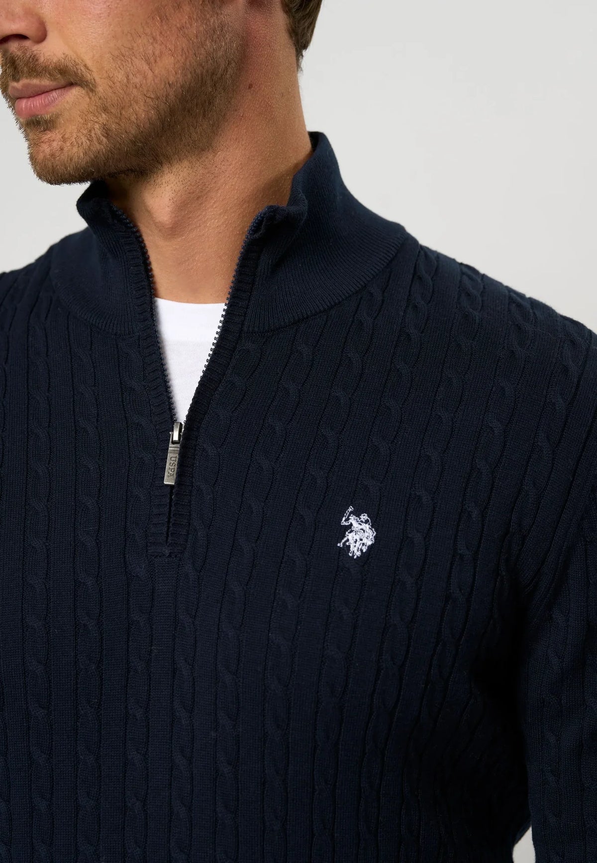 Kabel Strik Half-Zip 'Romeo' - Dark Sapphire