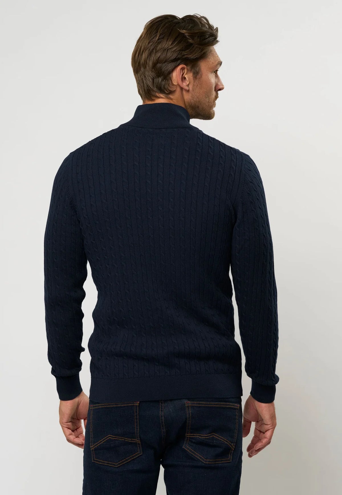 Kabel Strik Half-Zip 'Romeo' - Dark Sapphire