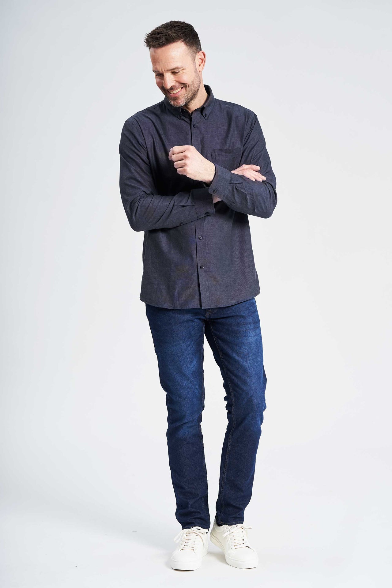 Fil-á-Fil Skjorte 'Arthur' - Blue/Black