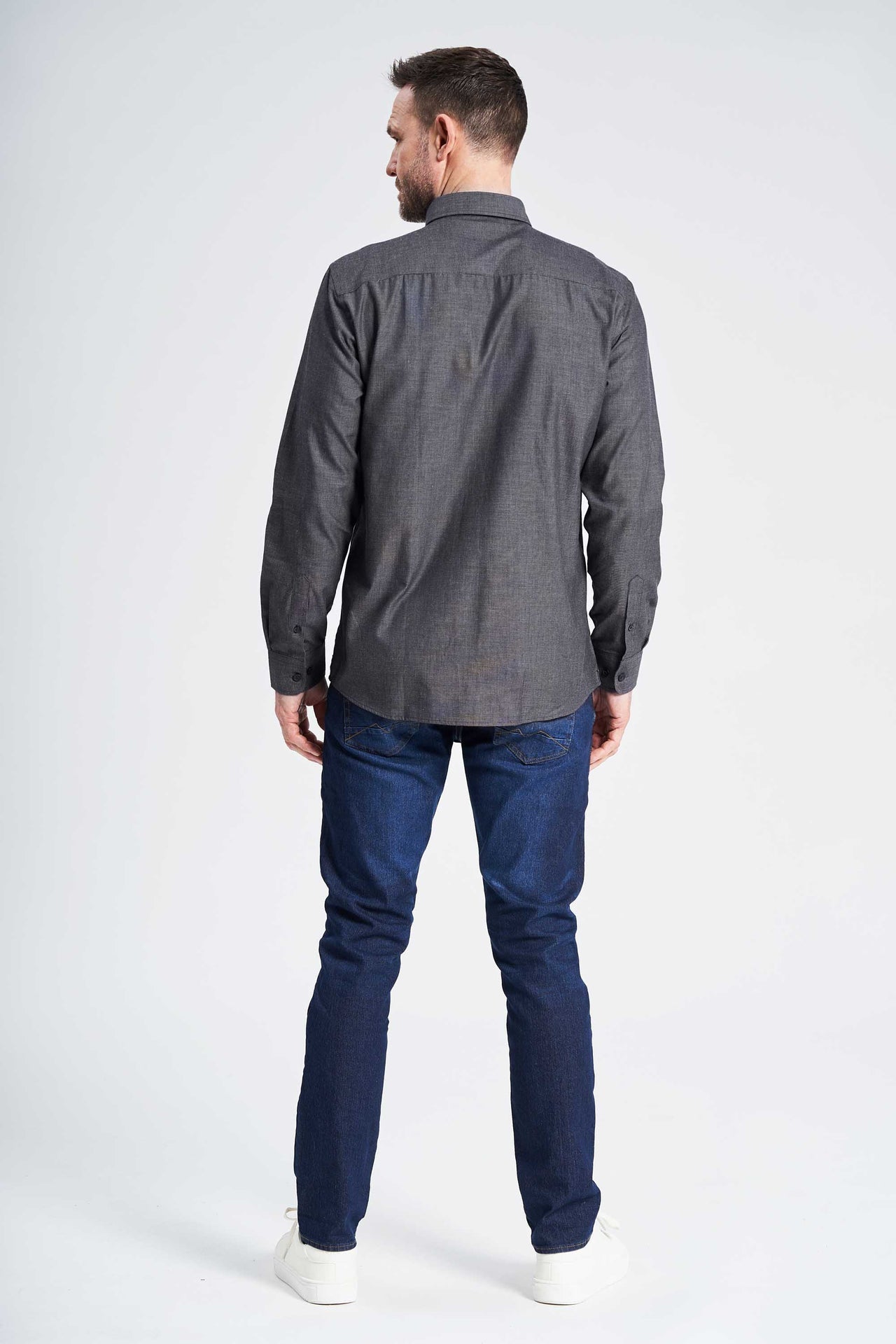 Fil-á-Fil Skjorte 'Arthur' - Grey/Black