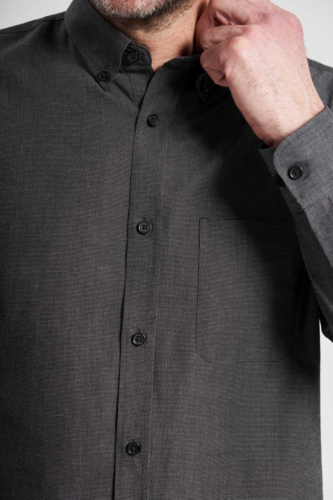 Fil-á-Fil Skjorte 'Arthur' - Grey/Black