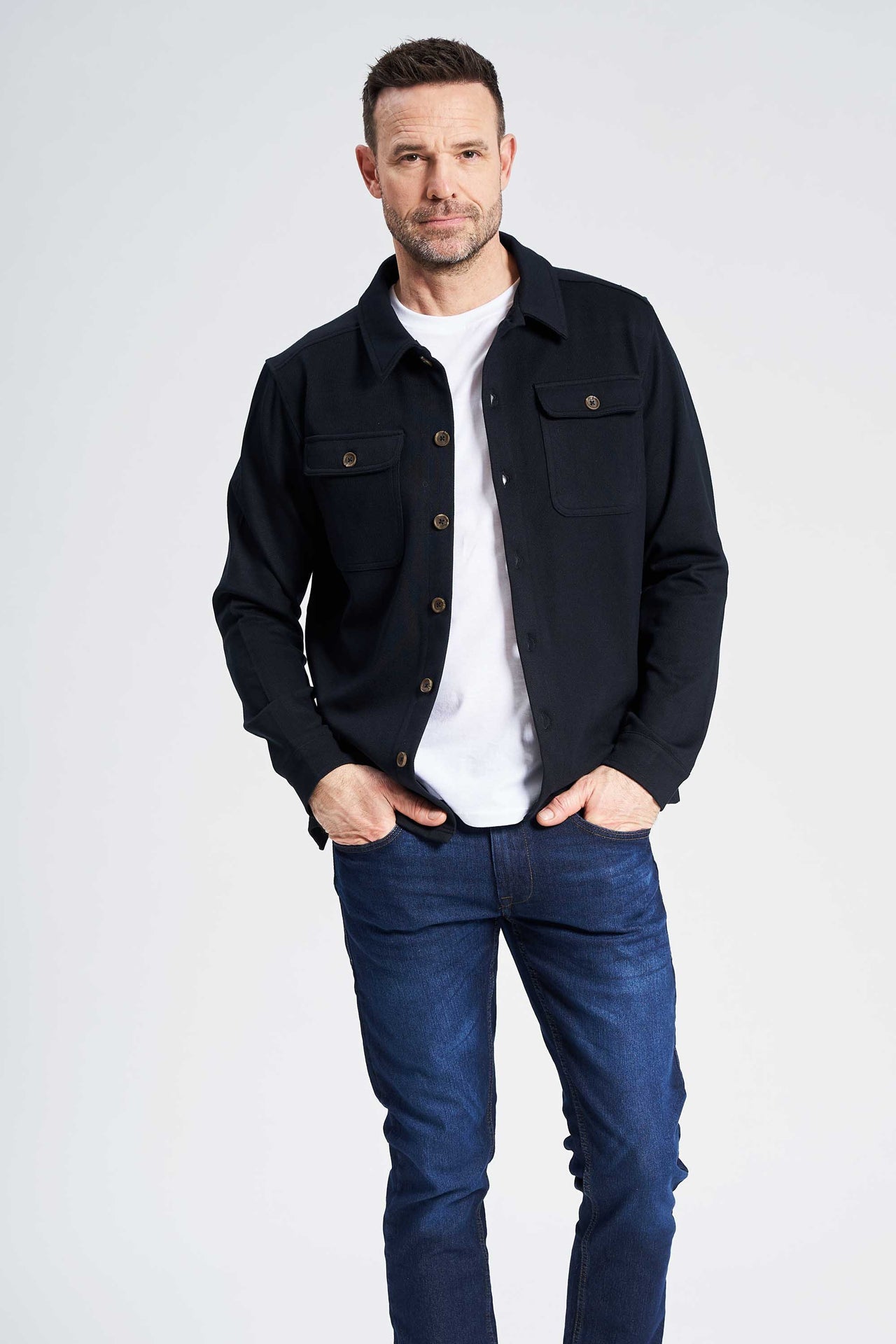 Stretch Overshirt 'Hundborg' - Dark Navy Mix